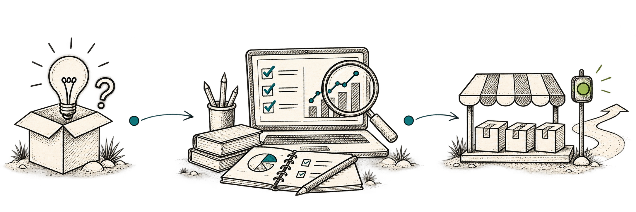 An illustrated journey from a product idea, through research, to a business worth exploring